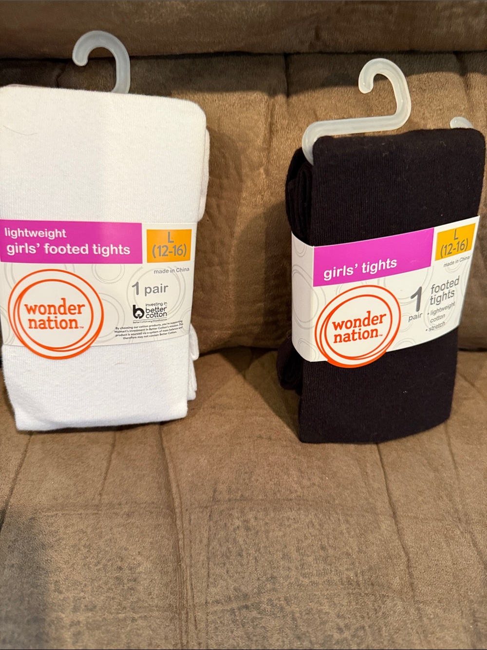 wonder nation Girls' Footed Tights - White and Black